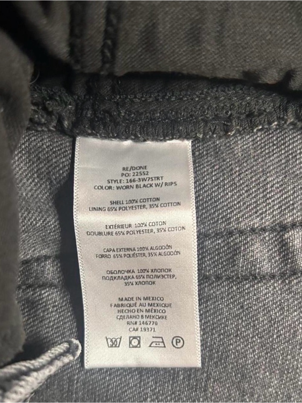 Re/Done size 27 High-Rise Straight Leg Jeans in Washed Black - Picture 5 of 7